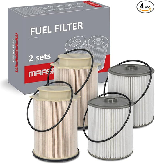 Marsram Fuel Filter for Ram 2500 3500 4500 5500 6.7 Cummins Diesel, Fuel Filters fit for 2019 2020 2021 2022 2023 Dodge Ram, 2 Set Fuel Filter Water Separator Kit Replace 68157291AA 68436631AA