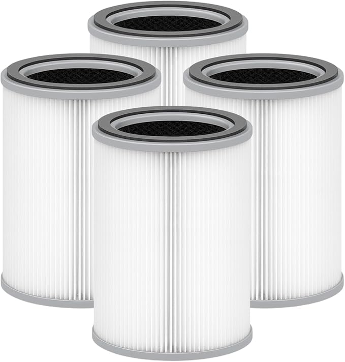 Nispira 3-in-1 True HEPA with Activated Charcoal Replacement Filters, Compatible with TOPPIN TPAP001 Air Purifier Comfy Air C2, 4-Packs