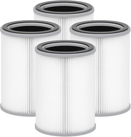 Nispira 3-in-1 True HEPA with Activated Charcoal Replacement Filters, Compatible with TOPPIN TPAP001 Air Purifier Comfy Air C2, 4-Packs