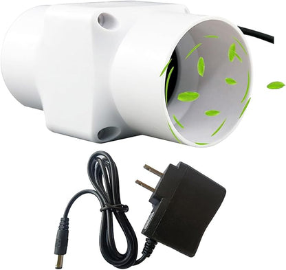 2 Inch 12V Inline Duct Fan 6W Air Vent Fan Booster Pet Indoor Vent Blower for Greenhouse Bathroom Tent Room Basement Attic (Color : White, Size : NO Adjustable Speed)