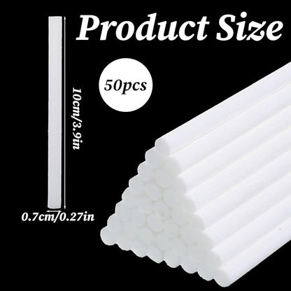 50PCS Humidifier Stick Filter Refill, 0.3"×4" Mini Air Diffuser Pure Wicks Universal Cotton Replacement Wicks for Small Portable Humidifier Diffuser in Office Bedroom Home