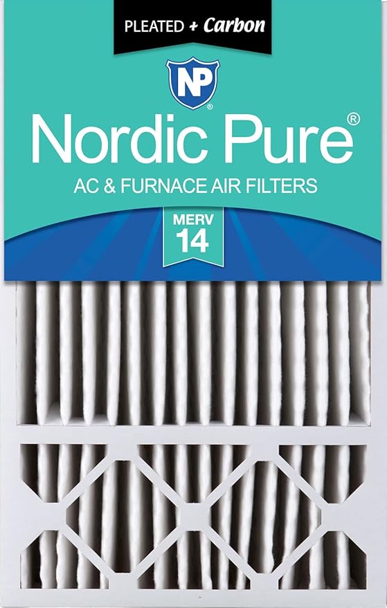 Nordic Pure 16x25x5 (Actual Size: 15 3/4 x 24 3/4 x 4 3/8) Honeywell Replacement Air Filters MERV 14 Plus Carbon 1 Pack