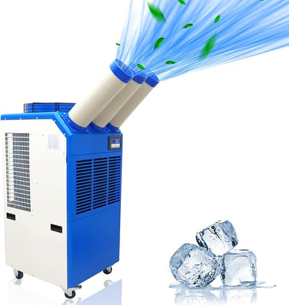 Portable Air Conditioner 22,178 BTU Industrial Spot Cooler Air Conditioner 910m³/h Mobile Outdoor Indoor Cooling Aircon with Three Column 220V 2400W