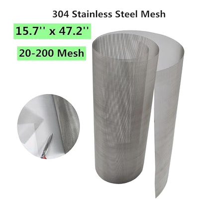 304 Stainless Steel Mesh Screen#80Mesh -Size:15.7"x47.2"(40x120cm), for Home, Garden and Farm. Window or Door Filter, Guards Against Pests Like Mice, Snakes, and Rodents. Easy to Cut and Install.