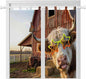 Farm Yaks Living Room Curtains 84 Inch Length, Window Curtains Tab Top, Farmhouse Barn Funny Animals Butterfly Light Filtering Window Treatments Drapes 42"x84" 2 Panel
