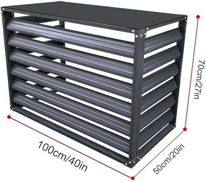 Outdoor Privacy Screen, Metal Air Conditioner Fence Cover with 4 Panels, Outdoor Trash Can Pool Equipment Enclosure Panels (Gray 1.5p)