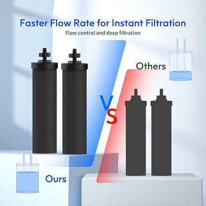 Lifefilter Replacement for BB9-2 Black Purification Water Filter, Compatible with Berkey® BB9-2 Black Filters and Berkey® Gravity Water Filter System, 4 Pack
