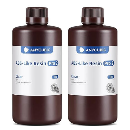 ANYCUBIC ABS-Like Pro 2, 3D Printer Resin with Enhanced Strength and Toughness, High Precision and Minimal Shrinkage, Wide Compatibility for All LCD Resin 3D Printers (Clear+Clear, 2kg)