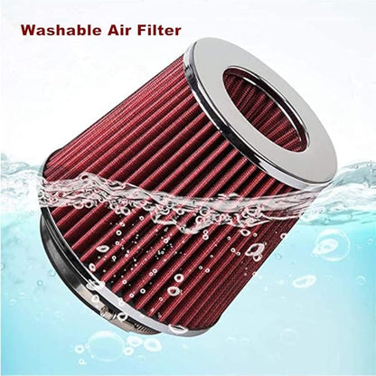 Universal 3" (76mm) Inlet Cold Intake, Washable, Dry Clamp-on Air Filter, Red