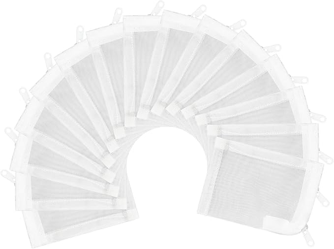 AQUANEAT Aquarium Filter Media Bags 15pcs Fish Tank Extra Fine 100 Micron Mesh Bags with Plastic Zipper for Activated Carbon (3" x 4")