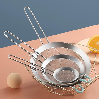 304 Stainless Steel 3.15 inch Fine Mesh Strainers for Kitchen, Colander-Skimmer with Handle, Sieve Sifters for Food, Tea, Rice, Oil, Noodles, Fruits, Vegetable 3inch