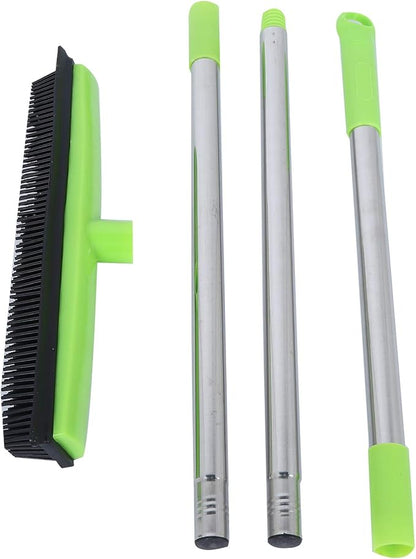 Multifunctional Broom, Telescopic Carpet Rake Rubber Pp 12.6in Brush Easy Wash Floor Carpet Broom for Pet Hair Dust Removal Tile Window Cleaner (Green)