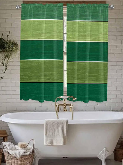 Farm Retro Green Wood Grain Window Valance Curtains, Rustic Wooden Plank Texture Light Filtering Kitchen Valance with 3-inch Rod Pocket for Living Room Bathroom Bedroom,2 Panel,52x72In
