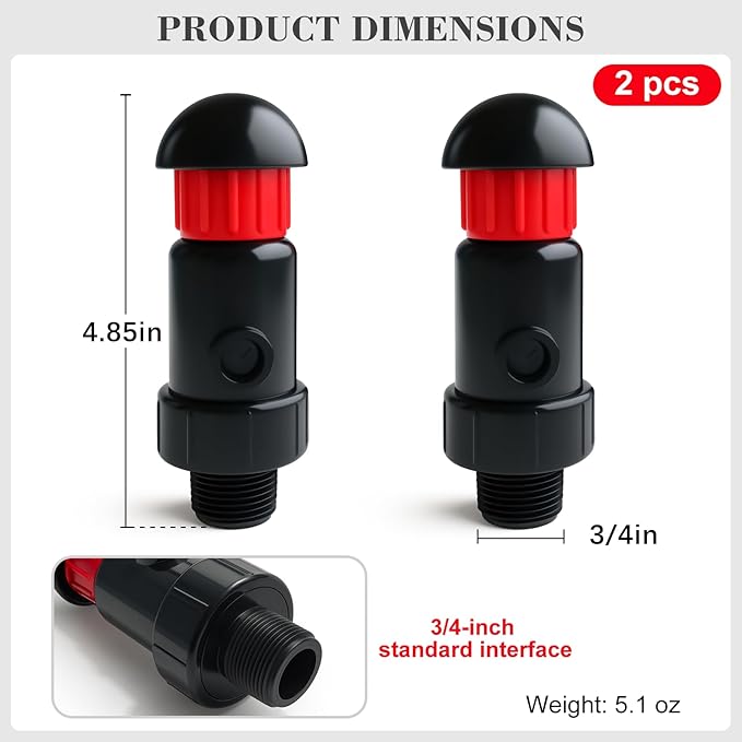 3/4 Inch Automatic Air Vent Valve | NPT Thread Connection | Continuous Venting for Water Tanks, Agricultural & Industrial Equipment for Drip Irrigation – Ideal for Agricultural and Irrigation Systems
