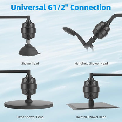 Hibbent Shower Filter for Hard Water, High Output Shower Head Filter to Remove Chlorine and Fluoride, 20 Stage Showerhead Filter with Vitamin C, Reduces Dry Itchy Skin, and Eczema, Oil-Rubbed Bronze