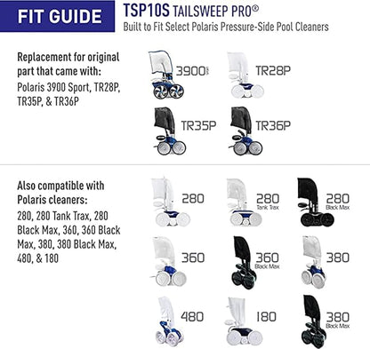ATIE No Spray Pool Cleaner TailSweep PRO TSP10S with Hose Scrubber 9-100-3105 Compatible with Polaris 280, 3900 Sport, 380, 360, 180 Pool Cleaner Tail Sweep PRO TSP10S and CMP Flow Diffuser (1 Pack)