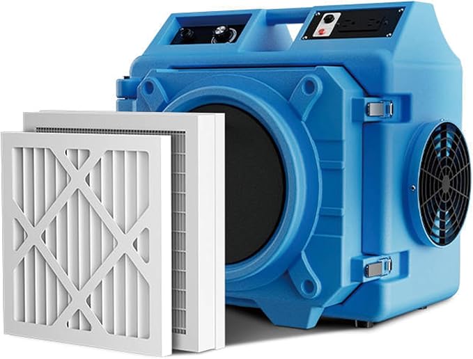 550 CFM Air Scrubber, Air Purifier with 3 Stage Filtration, Air Machine for Industrial and Commercial Use, Air Mover Dehumidifier with MERV-10 Filter, HEPA, Activated Carbon Filter (Blue)