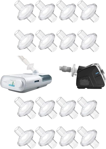 Universal CPAP Inline Filter, CPAP Air Filter for ResMed AirSense 11/AirSense 10/Philips Respironics DreamStation 2, Hose Filter for CPAP Supplies, BIPAP Supplies (16)