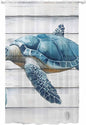 Sheer Curtains 96 Inches Long, Sea Turtle Blue Semi Sheer Curtains Light Filtering Window Treatment, Coastal Ocean Seaweed Wood Grain Privacy Voile Drapes for Living Room Bedroom 52x96 Inch