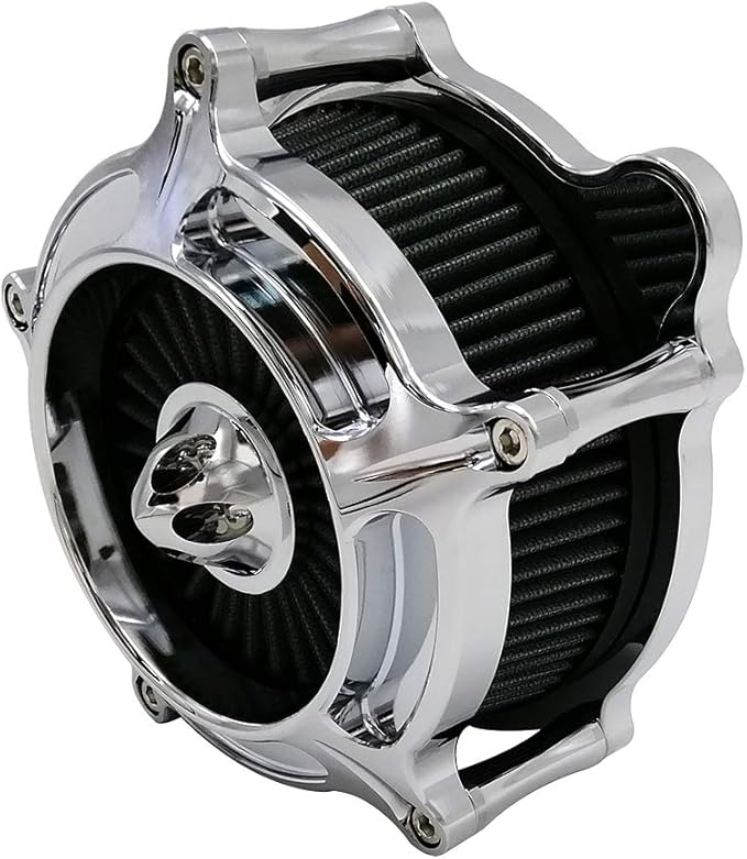 Harley Air Cleaner Turbine Intake Chrome Filter Kit Cnc Cut for Motorcycle Dyna 2000 - 2017 Softail 2000 - 2015 Touring 2000 - 2007 Fitment - B (Gray)