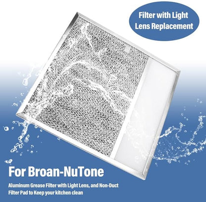 BP57 Range Hood Filter with Light Lens for Broan-NuTone Kitchen Exhaust Grease Filter,Stove Hood Vent Air Filter,11-1/2 X 11-3/4 X 3/8 Reinforced Aluminum Frame fit 43000 R610045, Series 1-Pack
