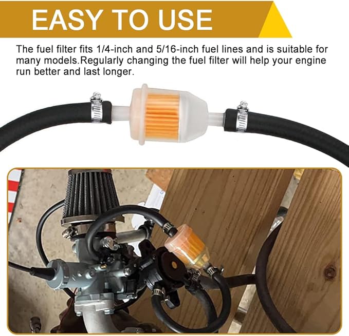 2PCS Gas Inline Fuel Filters with Magnet, Small Engine Fuel Filter, 1/4 Inch x 5/16 Inch Fuel Filters, Car Accessories Inline Gas Fuel Filter for Motorcycle Lawn Mower Tractors Small Engine
