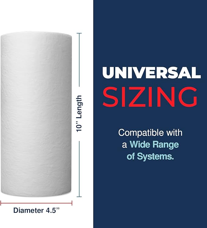 American Made, Sediment Water Filter, 10" x 4.5", Replacement for Pentair Pentek DGD-5005, GE® GXWH40L, GXWH35F, Culligan® RFC-BBSA, 3M® Aqua-Pure® AP810, 5 Micron, Pack of 4