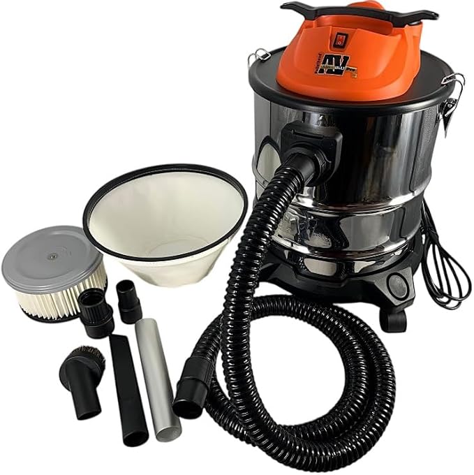 Pellethead Ash Vault Pro | 10-Amp Ash Vacuum for Fireplaces, Pellet Stoves & BBQs – 5-Gal Capacity, Dual HEPA, Heat-Resistant Hose, Steel Tank