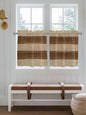 Retro Country Brown Wooden Board Window Valance Curtains, Farmhouse Gradient Plank Light Filtering Kitchen Valance with 3-inch Rod Pocket for Living Room Bathroom Bedroom,2 Panel,27.5x36In