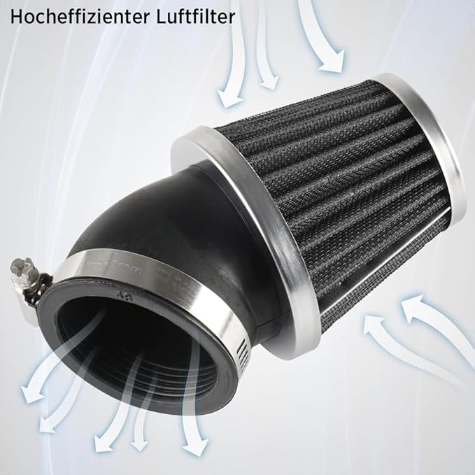 Evermotor Motorcycle Air Filter, 48mm 49mm 50mm Carb Filter for 50cc 70cc 90cc 110cc 125cc 150cc Scooter, Quad Bike