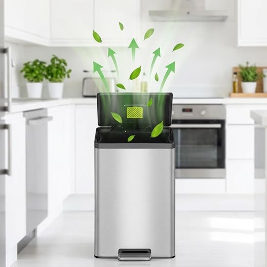 8 Pack Trash Can Odor Filter Refills for Compost Bin, Square Carbon Compost Filters for Countertop Bin, Activated Carbon Filter Charcoal Deodorizer Sheets for Indoor Trash Cans