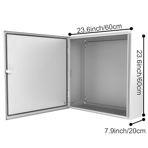 Outdoor Electrical Junction Box, 24x 24 x 8' ' NEMA 4X Enclosure Box, Wall Mounted IP66 Waterproof & Dustproof Lockable Metal Junction Box