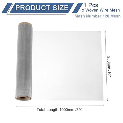 uxcell 120 Mesh 39" x 10" Woven Wire Mesh, 316 Stainless Steel Air Vent Filter Screen, Window Screen Mesh for DIY Projects Vents Cover Filtration Animals Fence