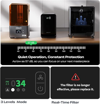 Creality Air Purifier for 3D Printer, Smoke Purifier with 360°All-Round Purification 250m³/h Turbo Airflow Real-Time PM2.5 Display-FDM 3D Printer Version