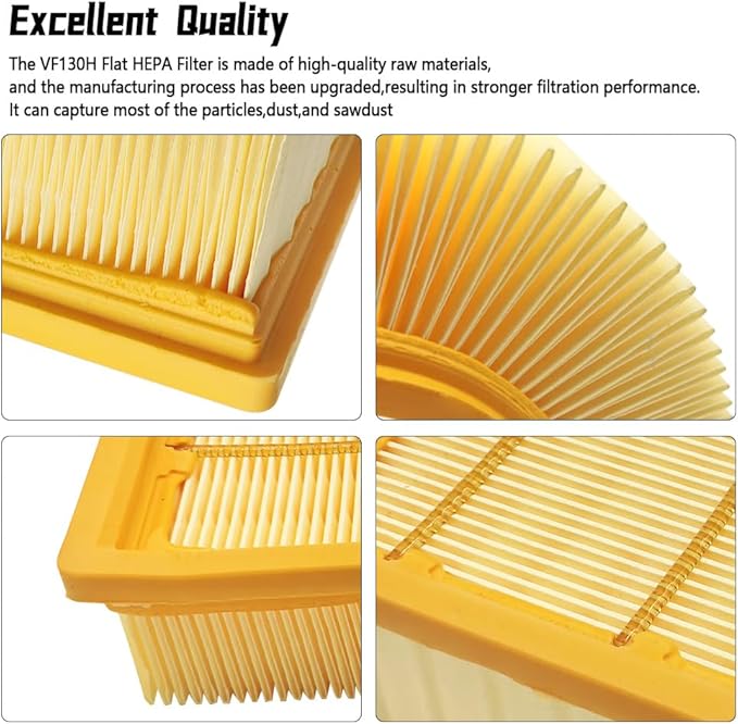 VF130H HEPA Filter Compatible with Bosch VAC090A VAC090B VAC140A VAC140B Dust Extractors, Pack of 1, for Dry-Vacuuming Only