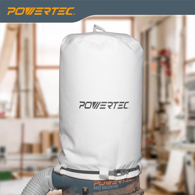 POWERTEC 70333 Dust Collector Bag, 21" x 31", 1 Micron Filter, For JET, Grizzly, Shop Fox, Wen, Harbor Freight, and POWERTEC DC-1512