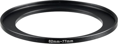 62-77mm Metal Step-Up/Down Ring Adapter Compatible with Mirrorless Cameras DSLR Lens, UV CPL ND Filter Thread Converter, Black
