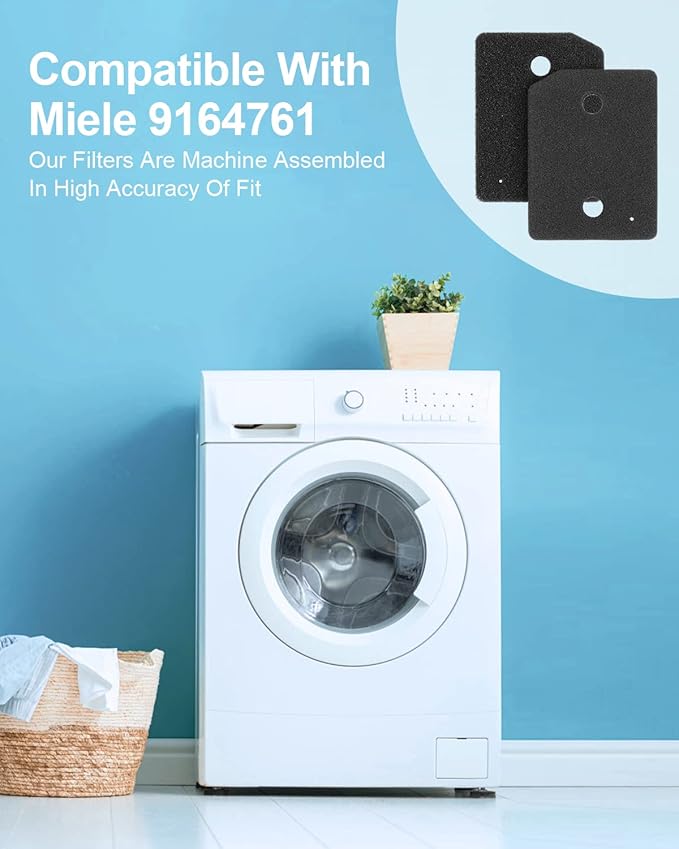 9164761 Foam Filter Replacement for All Miele T1 Heat Pump Tumble Dryers TMB540WP TKS850WP TKG840WP TKS650WP TKB150WP TKG450WP TCJ680WP TCE520WP Parts (4)