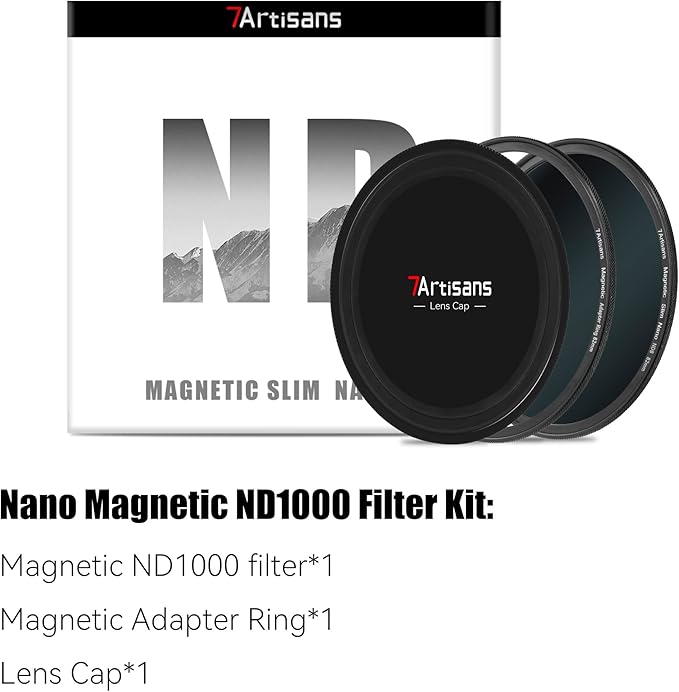 7artisans Nano Magnetic Filter UV Filter ND Light Reduction Filter/CPL Polarization Filter/GND Gradient Filter/Black Mist 1/4 Portrait Photography Filter Suitable for Lens(82mm ND1000)