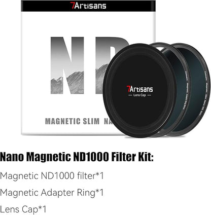 7artisans Nano Magnetic Filter UV Filter ND Light Reduction Filter/CPL Polarization Filter/GND Gradient Filter/Black Mist 1/4 Portrait Photography Filter Suitable for Lens(82mm ND1000)