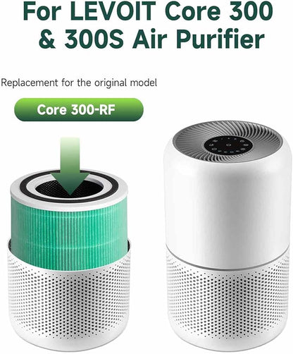 Core 300 Air Purifier Replacement HEPA Filter （Toxin Absorber）for LEVOIT Core 300-P/300S, H13 True HEPA + Activated Carbon, 99.97% Dust Pollen Pet Dander Smoke, 1 Pack (green)