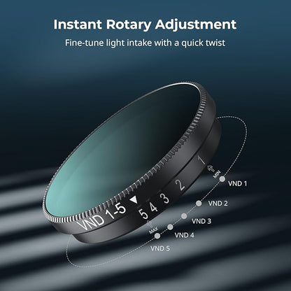 SmallRig Nano VND 1-5 Stop Filter for DJI Osmo Nano, Variable ND2-ND32 Filter, Adjustable ND Filters, Made of Multicoated HD Optical Glass, Includes Storage Case