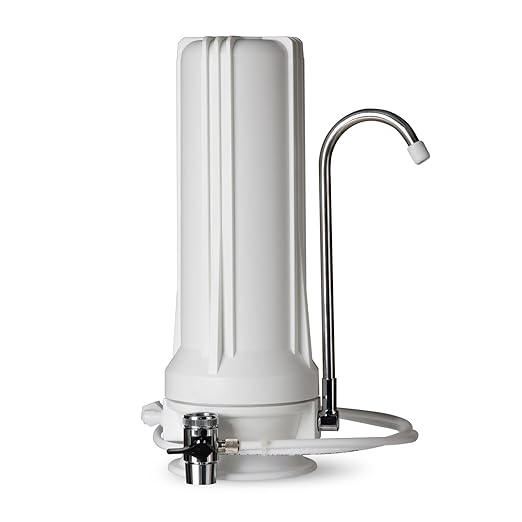 iSpring CT10-W Countertop Water Filter, Multi-Layer Faucet Water Filter System with Versatile Faucet Adapter, Reduces Heavy Metals, Bad Odor, and Chlorine, White
