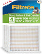 Filtrete 19.5x29.5x1 AC Furnace Air Filter, MERV 8, MPR 700, Tough on Pollen, Easy on Airflow, 3-Month Pleated 1-Inch Electrostatic Air Cleaning Filter, 4-Pack