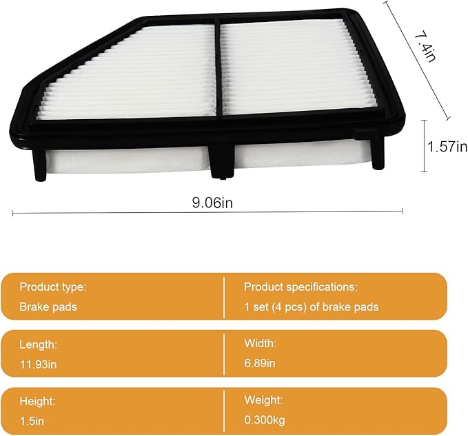 Engine Air Filter 17220-5BA-A00 Compatible with Honda Civic 2016-2024 2.0L, HR-V 2023 2024 2.0L, Replace# 17220-5BA-A00 AF5264 JFA405 SA12051 PA99117 WA10416