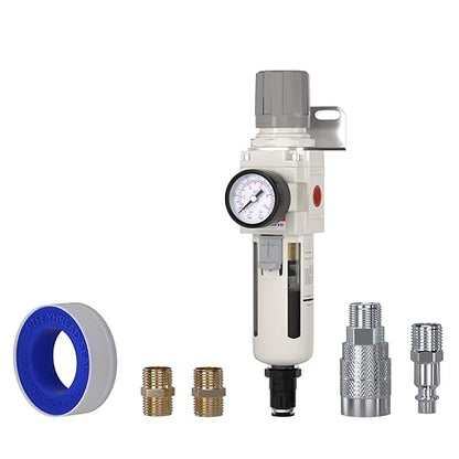 3/8"NPT Air Filter Regulator Combo Piggyback,5 Micron Brass Element, Auto Drain,Air Pressure Regulator AW3000-03,0-150 psi Gauge