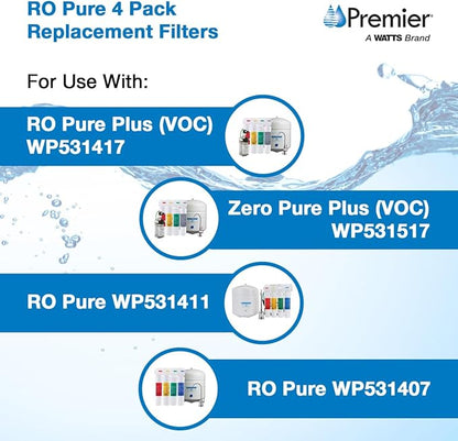 Watts Premier 1R-1Y-1B-1G RO-Pure Push Button Replacement Filter Kit