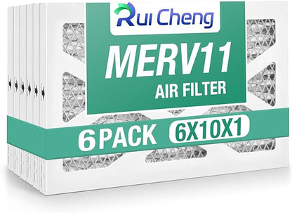 6 Pack Updated 6x10x1Air Filter, pertain Merv 11 HVAC Pleated A/C Furnace Filters (Actual Size: 5.5x9.5x0.75)