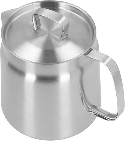 Oil Strainer, Bacon Grease Container Large Capacity Deep Fryer and Strainer Cup Combo Pan, 304 Stainless Steel Oil Separator, Ergonomic Handle, Easy to Use, Multi Functional, for