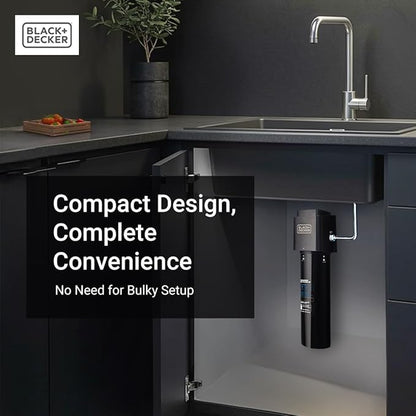 BLACK+DECKER Undersink Water Filter 10’’ | Reduces CHLORAMINE,Chlorine, Lead, PFAS, Bad Taste, Odor | Under Counter Water Filter Direct Connect to Kitchen Faucet | NSF/ANSI 42 Certified | 1 year